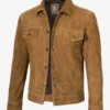 Men's Real Tan Suede Trucker Jacket