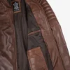 Mens Cognac Waxed Biker Style Leather Jacket