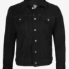Mens Classic Black Suede Trucker Jacket