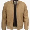 Men's Camel Suede Bomber Jacket