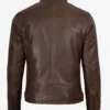 Dodge Men's Waxed Chocolate Brown Biker Style Leather Jacket