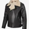 Men's Dark Brown Biker Style Shearling Leather Jacket
