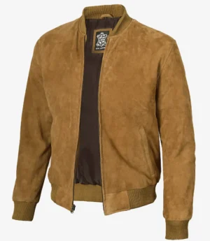 Men's Light Brown Suede Bomber Jacket