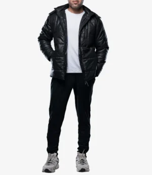 Salvador Men’s Black Puffer Jacket – Hooded | Down Insulated