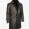 Men's 3/4 Length Dark Brown Shearling Leather Coat