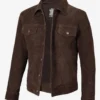 Men's Dark Brown Trucker Suede Jacket