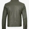 Men's Four Pockets Olive Green Trucker Leather Jacket