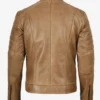 Men's Biker Style Camel Brown Leather Jacket
