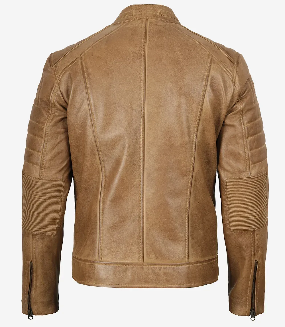 Men's Biker Style Camel Brown Leather Jacket Men's Biker Style Camel Brown Leather Jacket