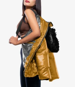 Lexie Women’s Duck Down Gold Puffer Jacket - 700 Fill Insulation