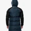 Lonnie Navy Blue & Grey Mens Long Winter Puffer Jacket - Hooded Down Coat