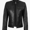 Women's Classic Black Leather Biker Style Jacket