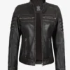 Womens Distressed Brown Biker Style Leather Jacket