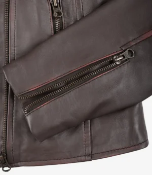 Women's Dark Brown Asymmetrical Biker Style Leather Jacket