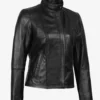 Acerra Womens Slim Fit Black Biker Style Leather Jacket
