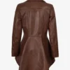 Womens Asymmetrical Cognac Peplum Leather Jacket