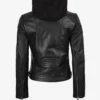 Tonja Womens Real Leather Black Jacket With Hood