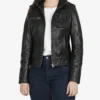 Womens Black Leather Moto Jacket - Classic Biker Style
