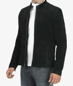 Men's Classic Black Suede Biker Style Jacket