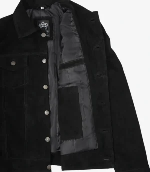 Mens Classic Black Suede Trucker Jacket