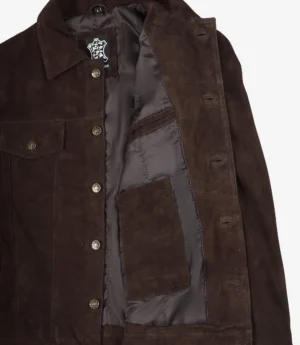 Men's Dark Brown Trucker Suede Jacket