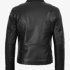 Mens Classic Shirt Collar Black Leather Jacket