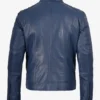 Men's Blue Biker Style Leather Jacket