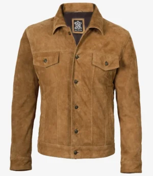 Men's Real Tan Suede Trucker Jacket