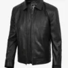 MINIMALIST: Men's Tony Black Leather Harrington Jacket