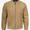 Men's Camel Suede Bomber Jacket
