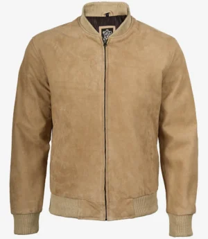Men's Camel Suede Bomber Jacket