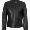 Women's Classic Black Leather Biker Style Jacket