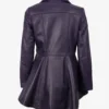 Womens Asymmetrical Purple Leather Peplum Jacket