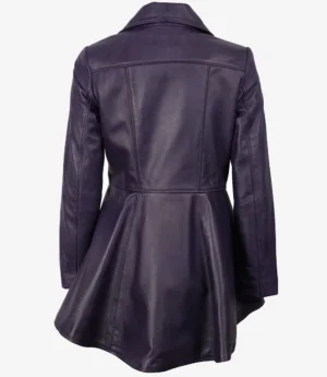 Womens Asymmetrical Purple Leather Peplum Jacket