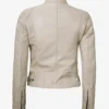 Dodge Beige Biker Style Leather Jacket for Women