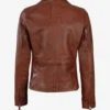 Women's Cognac Brown Asymmetrical Leather Biker Jacket