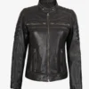 Womens Distressed Brown Biker Style Leather Jacket