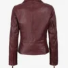 Womens Real Lambskin Leather Burgundy Biker Style Jacket