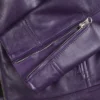 Dodge Womens Real Lambskin Leather Purple Biker Style Jacket