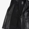 Womens Single Button Black Leather Blazer - Peak Lapel