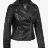 Womens Real leather Black Asymmetrical Biker Style Jacket
