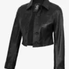 Womens Cropped Black Leather Jacket