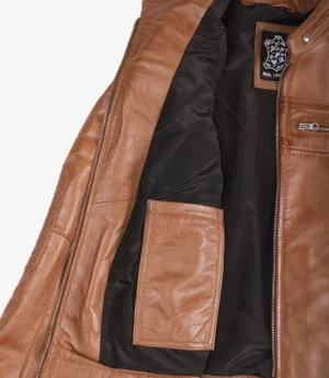 Womens Tan Biker Style Leather Jacket