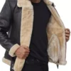 Mens Real Leather Dark Brown Shearling Bomber Jacket
