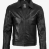 Men's Shirt Collar Classic Black Leather Jacket