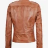Women's Tan Asymmetrical Biker Style Leather Jacket
