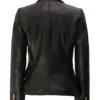 Kim Women's Double Breasted Black Leather Blazer