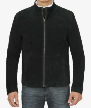 Men's Classic Black Suede Biker Style Jacket