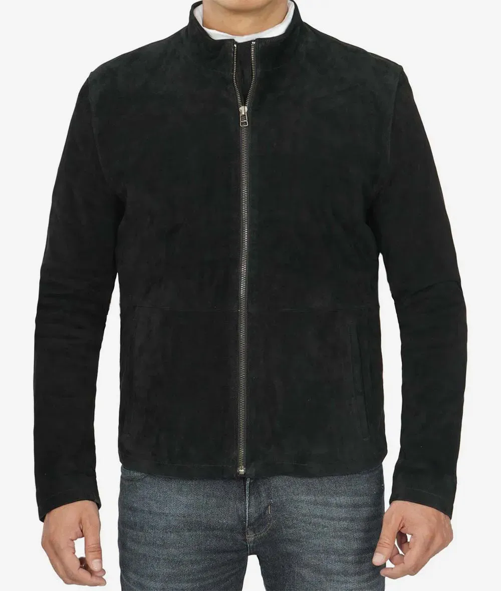 Men's Classic Black Suede Biker Style Jacket Men's Classic Black Suede Biker Style Jacket