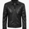 MINIMALIST: Men's Tony Black Leather Harrington Jacket